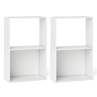 3-Tier Bookshelf with Open Storage - Set of 2