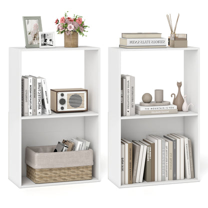 3-Tier Bookshelf with Open Storage - Set of 2