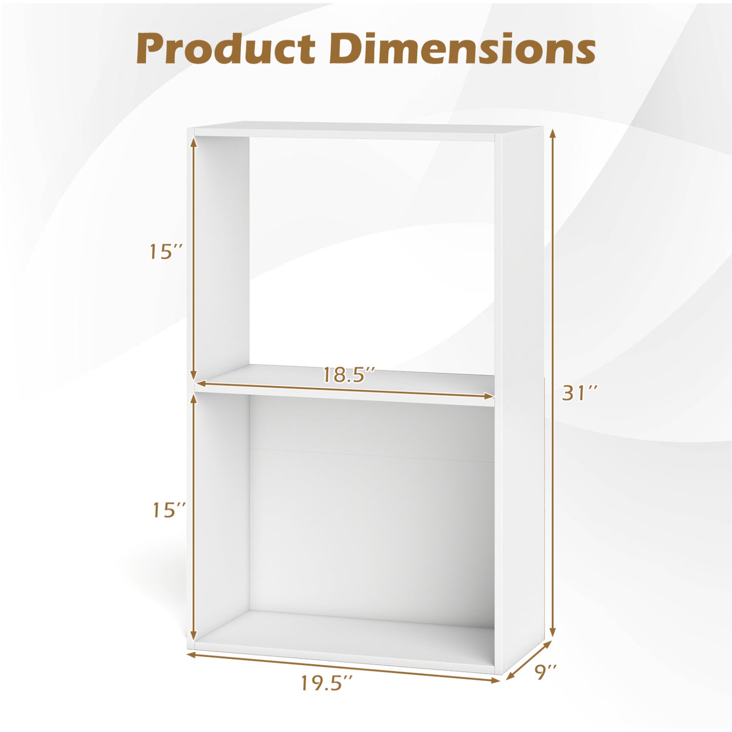 3-Tier Bookshelf with Open Storage - Set of 2