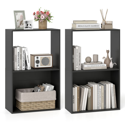 3-Tier Bookshelf with Open Storage - Set of 2