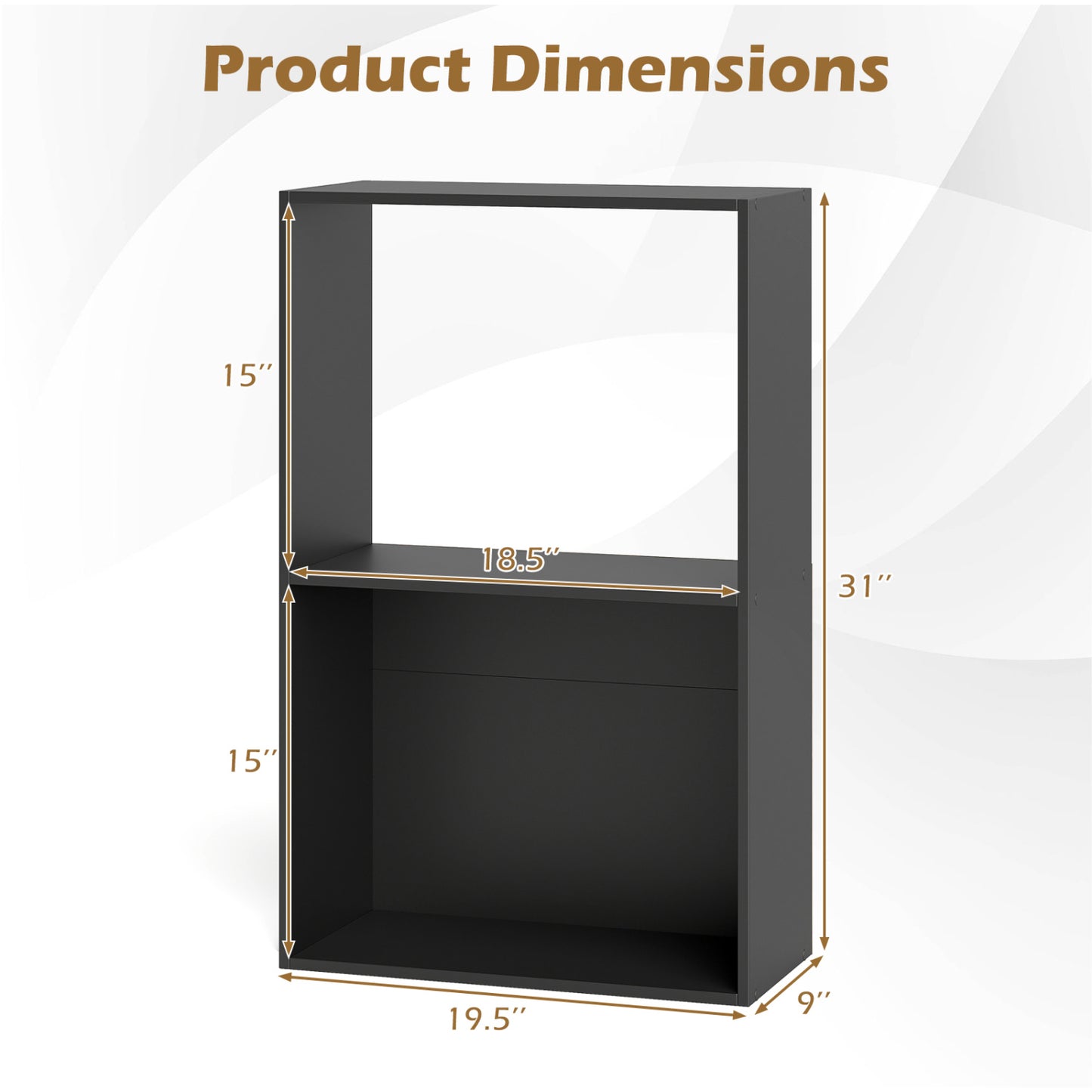 3-Tier Bookshelf with Open Storage - Set of 2