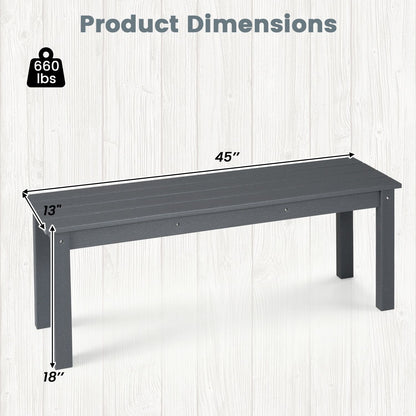 Set of 2 45" Outdoor HDPE Bench with 660 lbs Capacity with Slatted Seat for Patio
