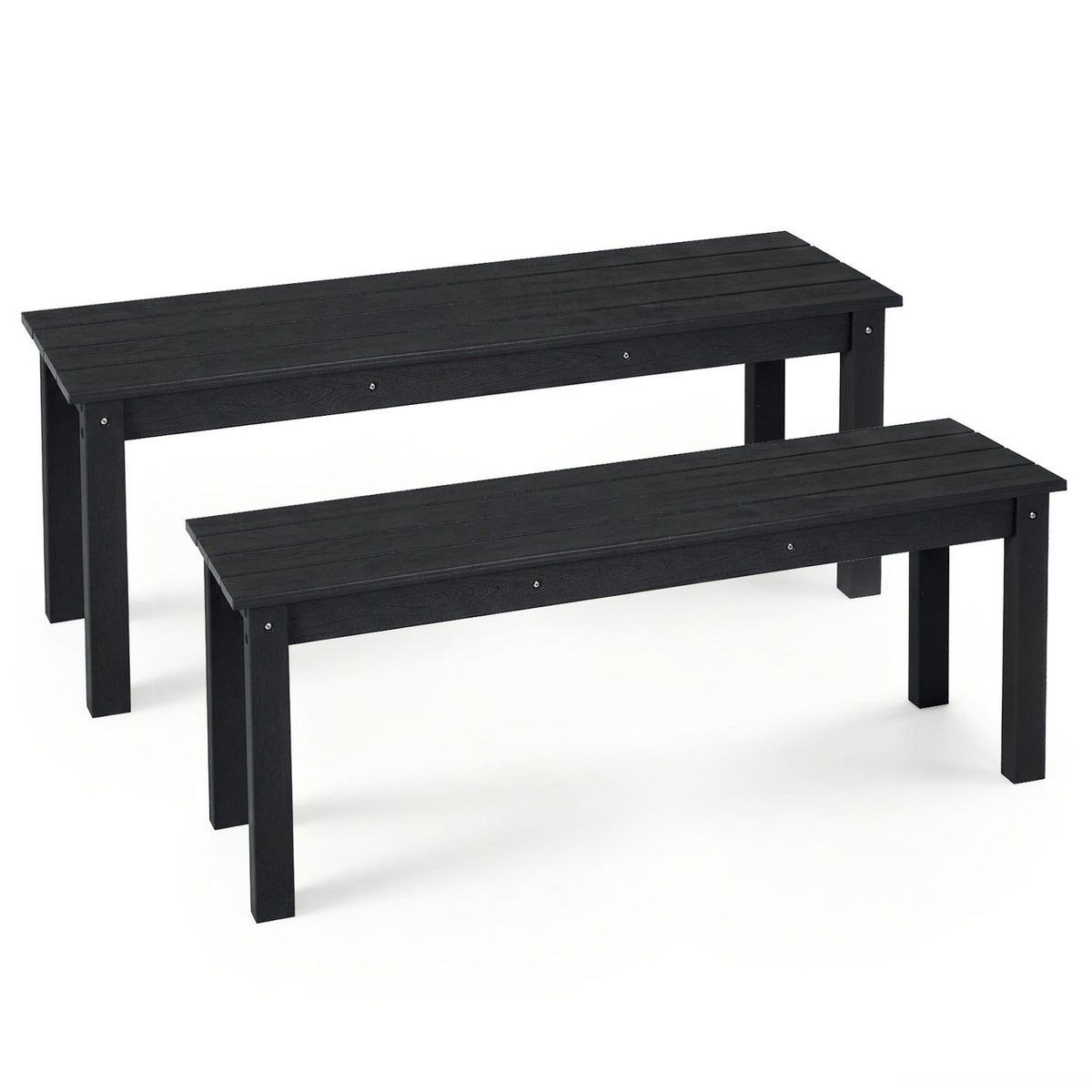 Set of 2 45" Outdoor HDPE Bench with 660 lbs Capacity with Slatted Seat for Patio
