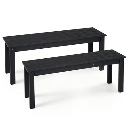 Set of 2 45" Outdoor HDPE Bench with 660 lbs Capacity with Slatted Seat for Patio