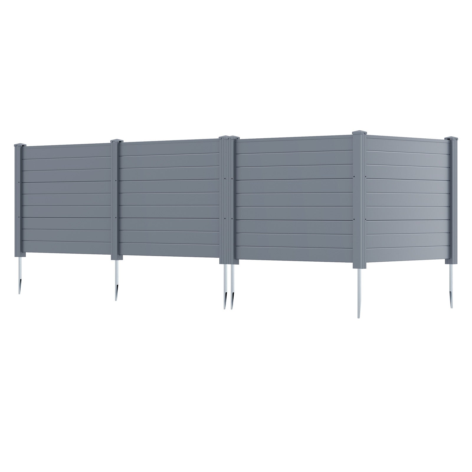 Set of 2 48 x 38 Inch Air Conditioner Fence 2 Panels with Metal Ground Stakes-Gray