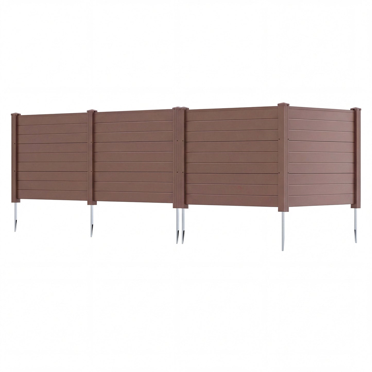 Set of 2 48 x 38 Inch Air Conditioner Fence 2 Panels with Metal Ground Stakes-Gray - Brown