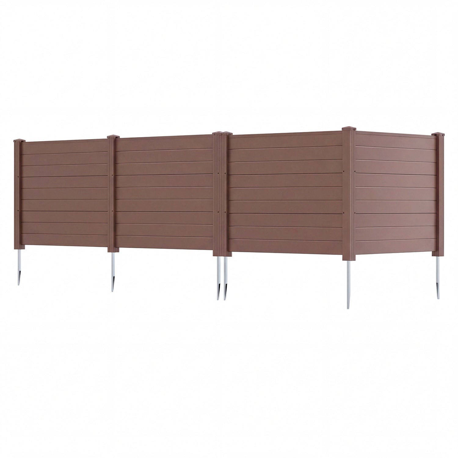 Set of 2 48 x 38 Inch Air Conditioner Fence 2 Panels with Metal Ground Stakes-Gray - Brown