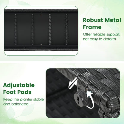 Set of 2 49 Inch Raised Garden Bed with Trellis and Wicker Planter Box-Black