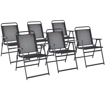 Set of 2/4/6 Outdoor Folding Chairs with Breathable Seat-Set of 6