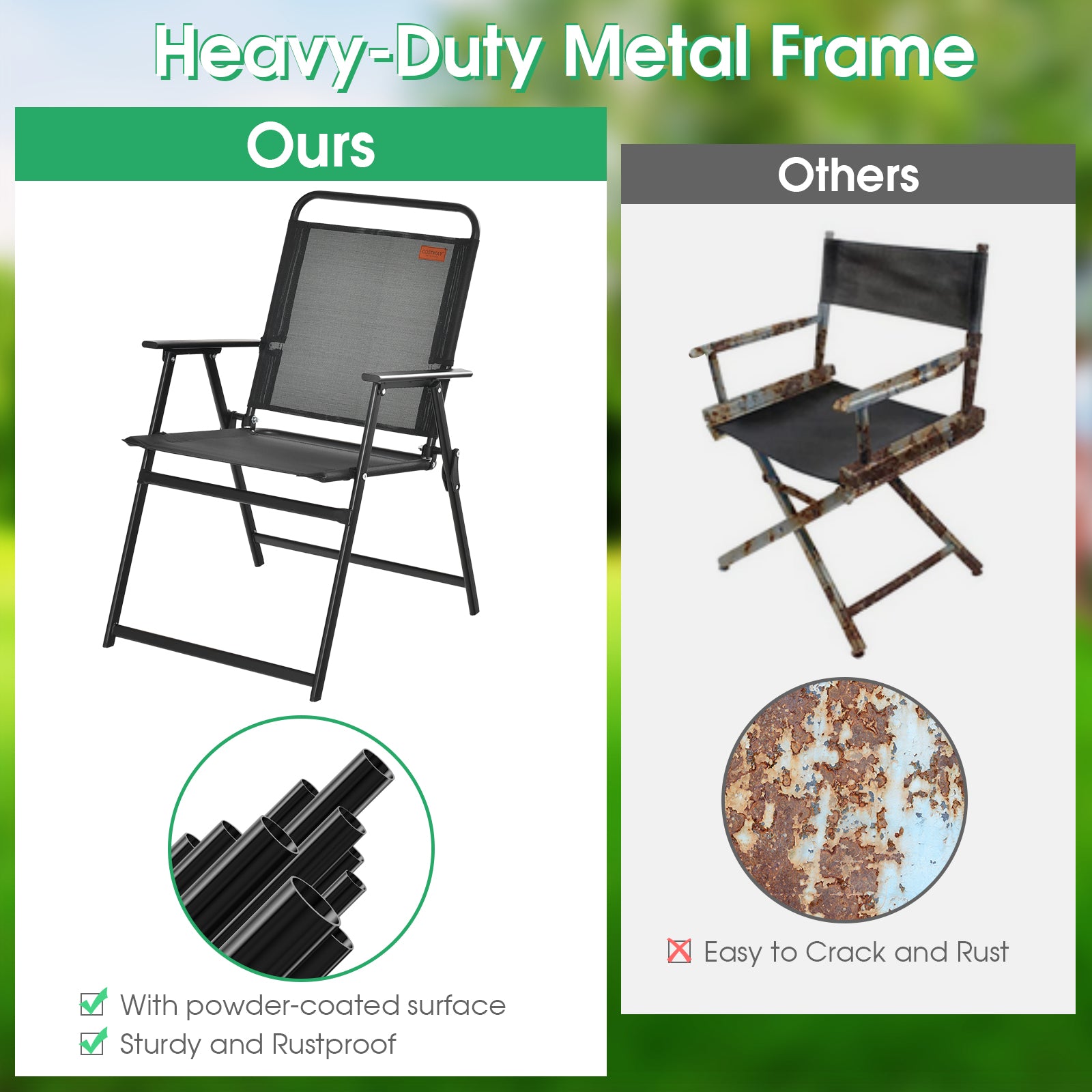 Set of 2/4/6 Outdoor Folding Chairs with Breathable Seat-Set of 6