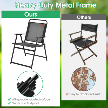 Set of 2/4/6 Outdoor Folding Chairs with Breathable Seat-Set of 6