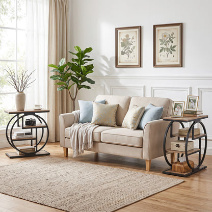 4-Tier Narrow End Table Set of 2 with Storage Shelves