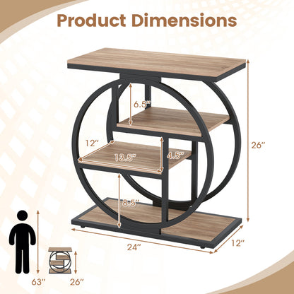 4-Tier Narrow End Table Set of 2 with Storage Shelves