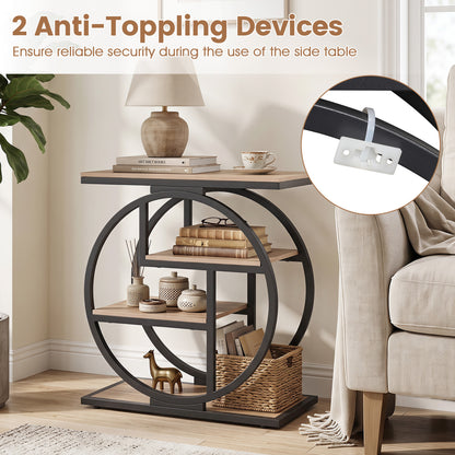 4-Tier Narrow End Table Set of 2 with Storage Shelves