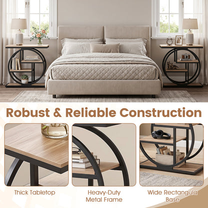 4-Tier Narrow End Table Set of 2 with Storage Shelves