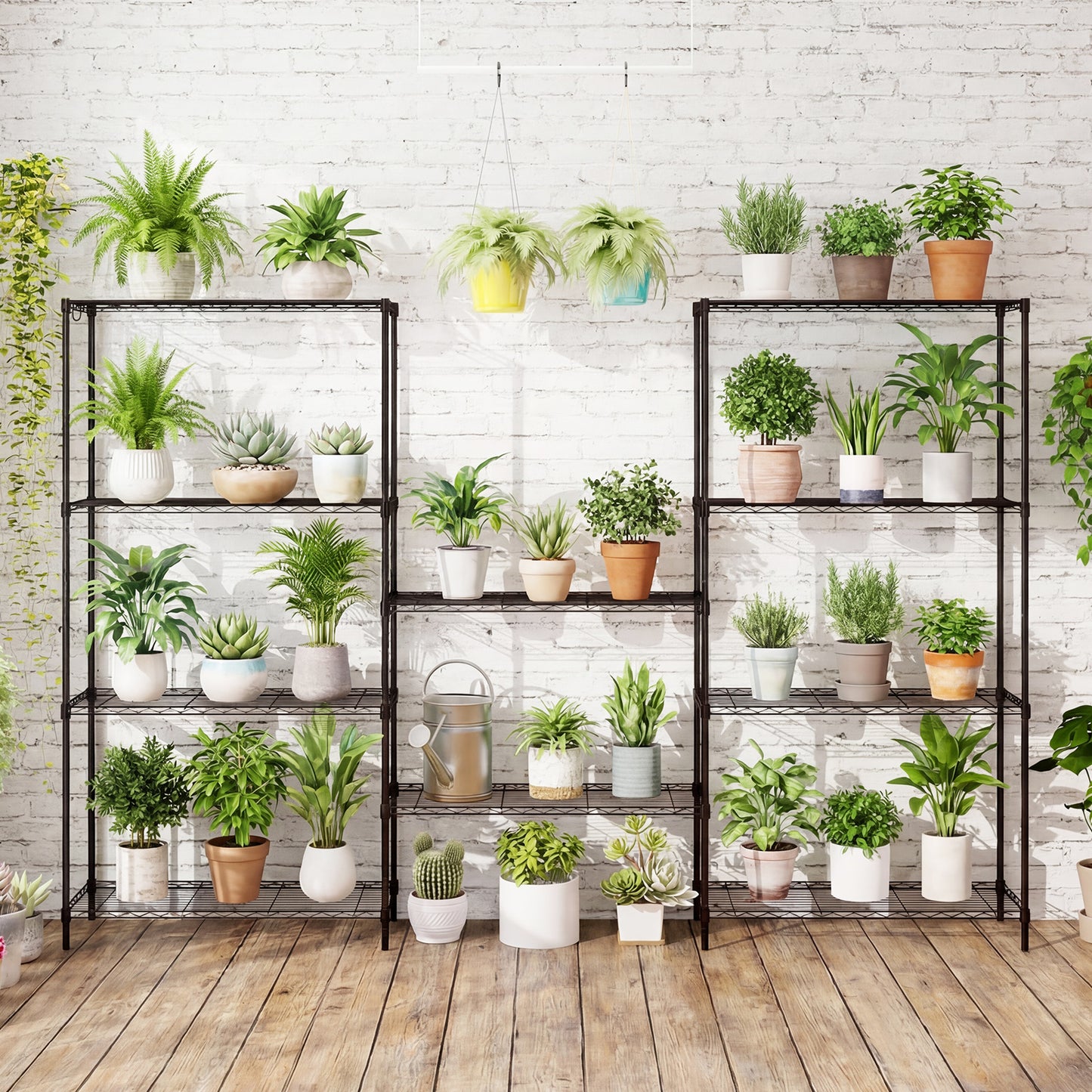 Set of 2 5-Tier Metal Storage Shelving Unit with V-Shaped Wire Rack and 1250 LBS Capacity-Black