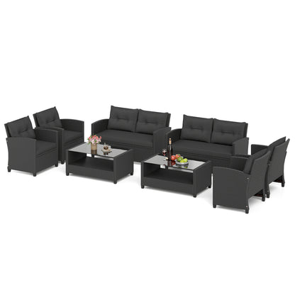 8-Piece Patio Conversation Set with Glass Coffee Table