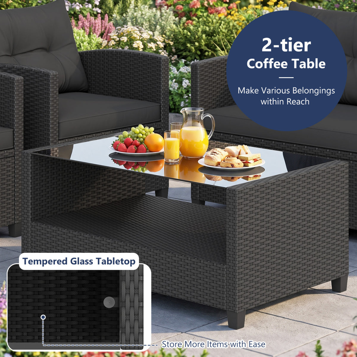 8-Piece Patio Conversation Set with Glass Coffee Table