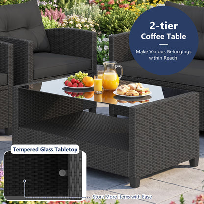 8-Piece Patio Conversation Set with Glass Coffee Table