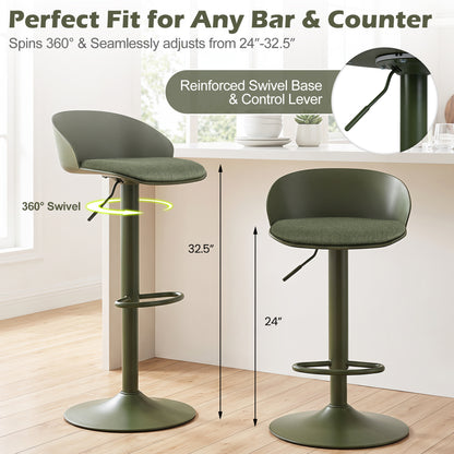 Adjustable Swivel Bar Stools Set of 2 with Back & Footrest