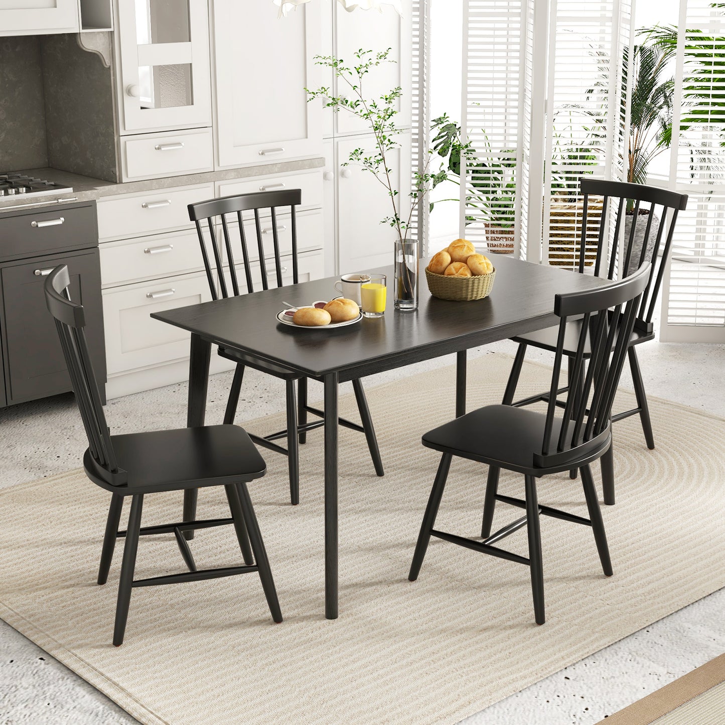 Set of 2 Windsor Dining Chairs with High Spindle Back