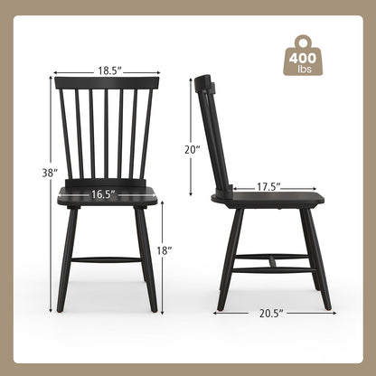 Set of 2 Windsor Dining Chairs with High Spindle Back