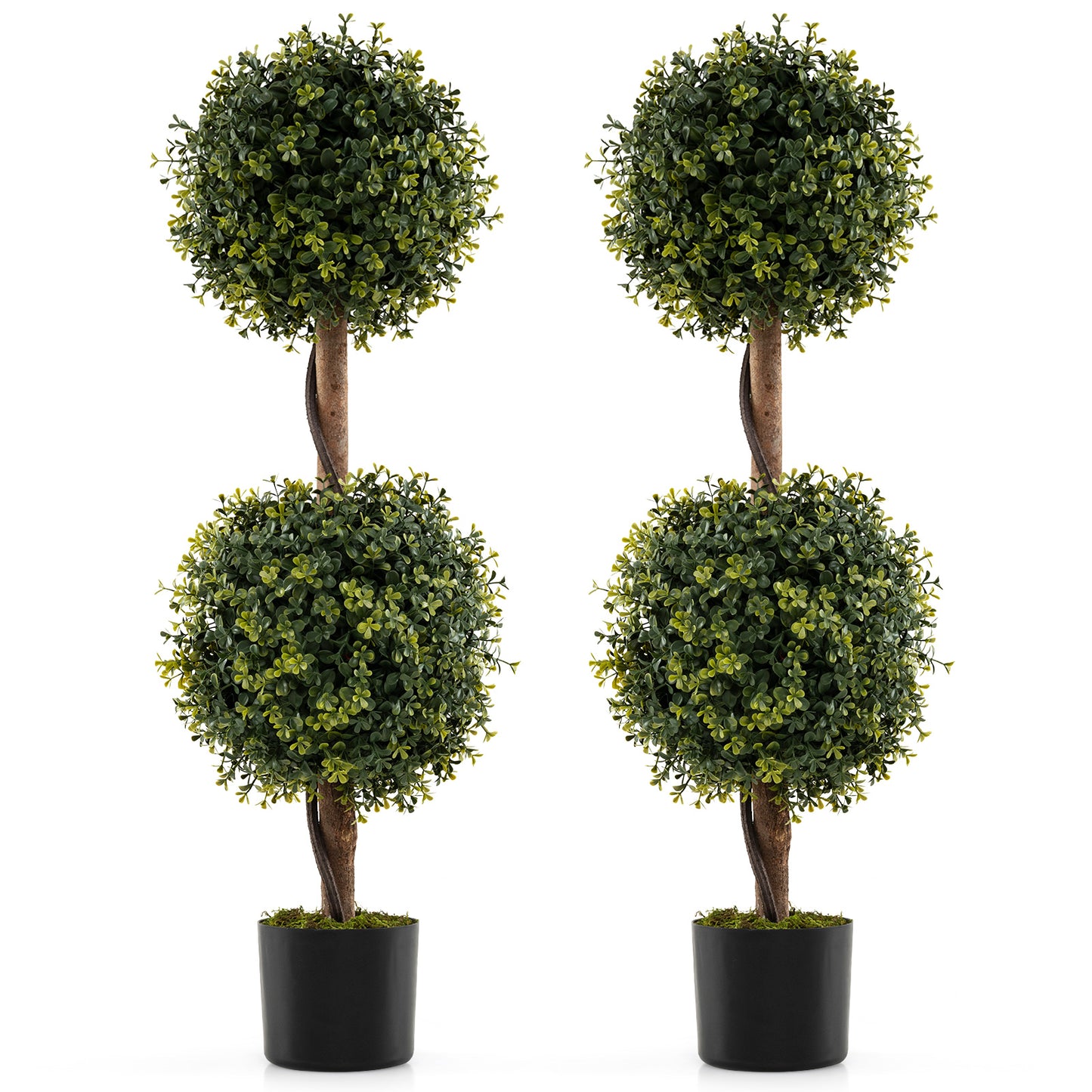 Set of 2 Artificial Double Topiary Ball Trees