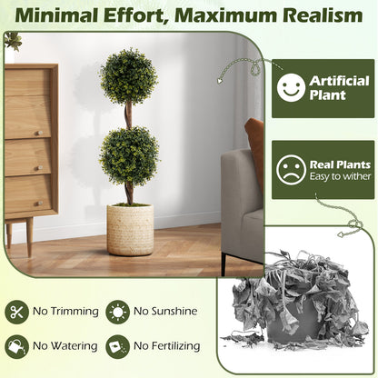 Set of 2 Artificial Double Topiary Ball Trees
