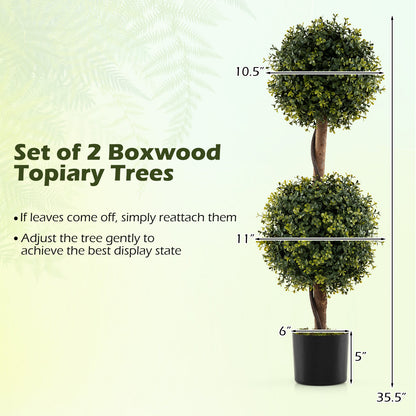 Set of 2 Artificial Double Topiary Ball Trees