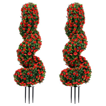 Artificial Spiral Topiary Trees 36" with Ground Spikes Set of 2