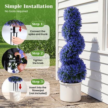 Artificial Spiral Topiary Trees 36" with Ground Spikes Set of 2