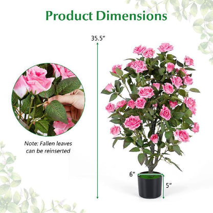 Artificial Rose Tree with Blooming Flowers - Set of 2