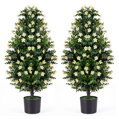Set of 2 Artificial Topiary Trees 3 FT Fake Bushes Sun-Resistant