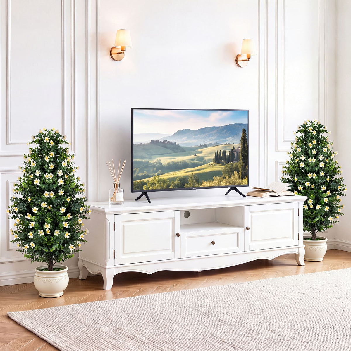 Set of 2 Artificial Topiary Trees 3 FT Fake Bushes Sun-Resistant