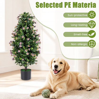 Set of 2 Artificial Topiary Trees 3 FT Fake Bushes Sun-Resistant