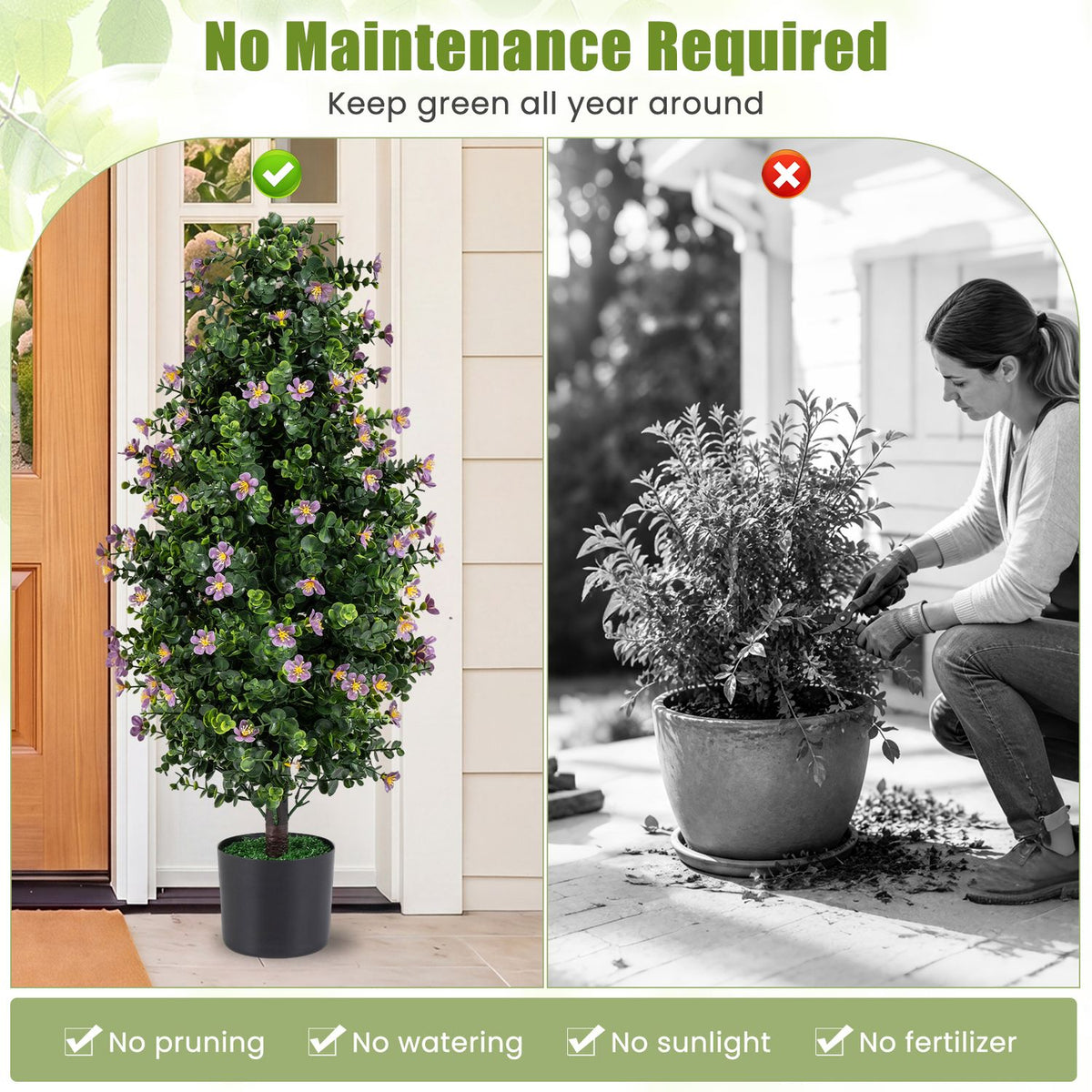 Set of 2 Artificial Topiary Trees 3 FT Fake Bushes Sun-Resistant