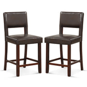 2 Piece Bar Chair Set with Hollowed Back and Rubber Wood Legs-Brown
