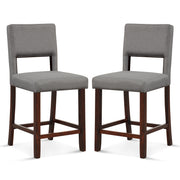 2 Piece Bar Chair Set with Hollowed Back and Rubber Wood Legs-Gray