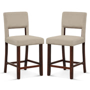 2 Piece Bar Chair Set with Hollowed Back and Rubber Wood Legs-Beige