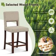 2 Piece Bar Chair Set with Hollowed Back and Rubber Wood Legs-Beige