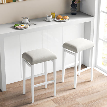 2 Pieces 24.5/29.5 Inch Backless Barstools with Padded Seat Cushions-29.5 inches