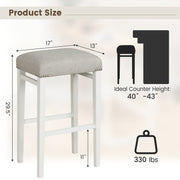 2 Pieces 24.5/29.5 Inch Backless Barstools with Padded Seat Cushions-29.5 inches