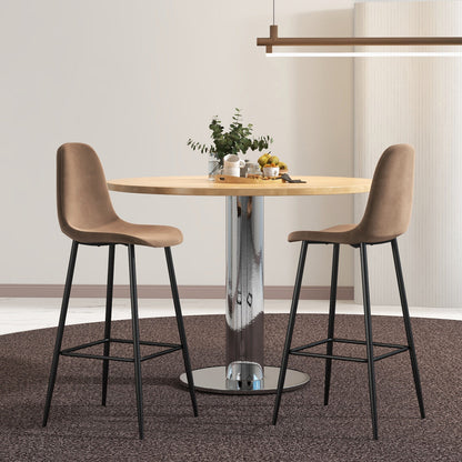 29.5 Inches High Back Bar Stools Set of 2-Brown