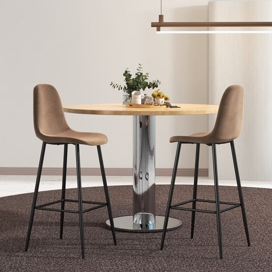 29.5 Inches High Back Bar Stools Set of 2-Brown