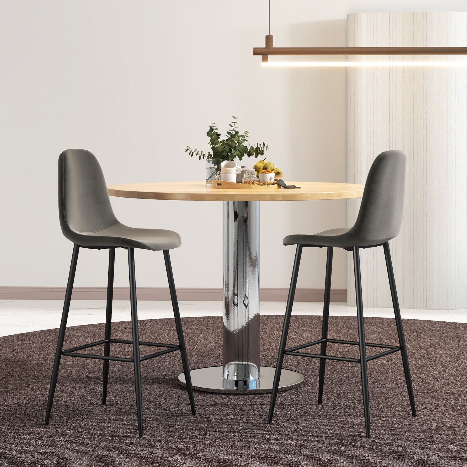 29.5 Inches High Back Bar Stools Set of 2-Dark Gray