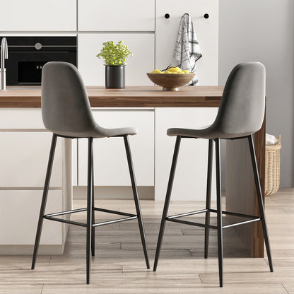 29.5 Inches High Back Bar Stools Set of 2-Dark Gray