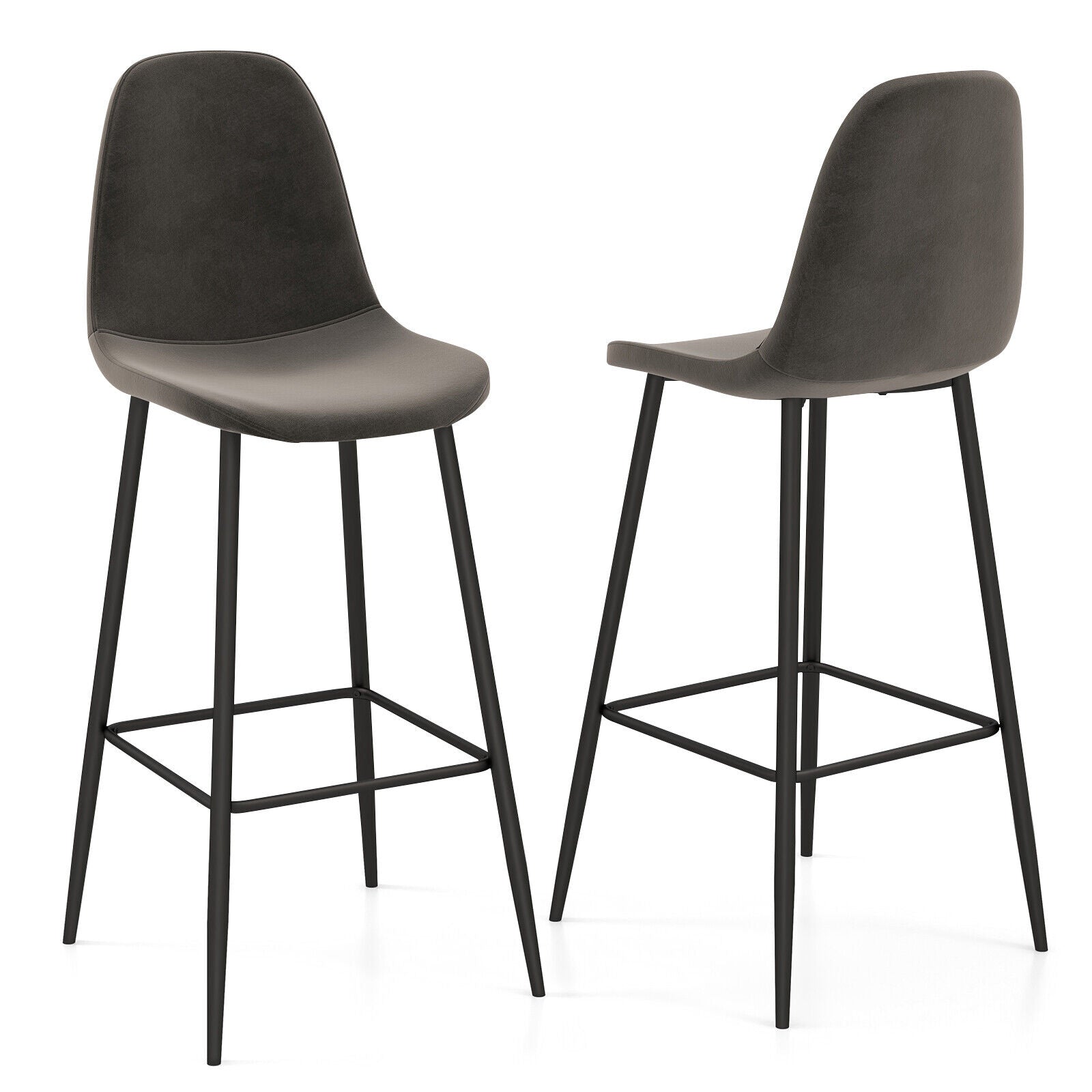 29.5 Inches High Back Bar Stools Set of 2-Dark Gray