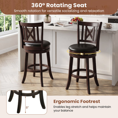 Swivel Bar Stools Set of 2 with Backrest - 30 Inch