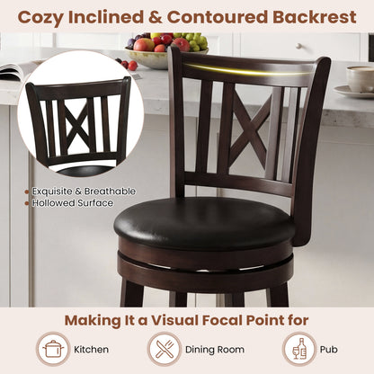 Swivel Bar Stools Set of 2 with Backrest - 30 Inch