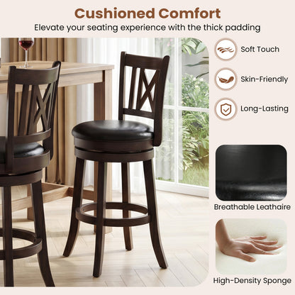 Swivel Bar Stools Set of 2 with Backrest - 30 Inch